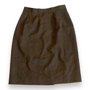 Womens Vintage Land's End Brown Wool Business Casual Office Pencil Skirt Size 12